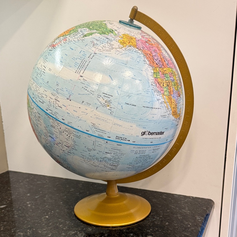 Globemaster 12 inch Diameter Globe Made in USA raised - embossed surface